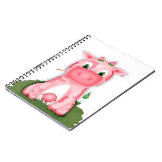 Livre de notes de vache rose mignon (Côté gauche)