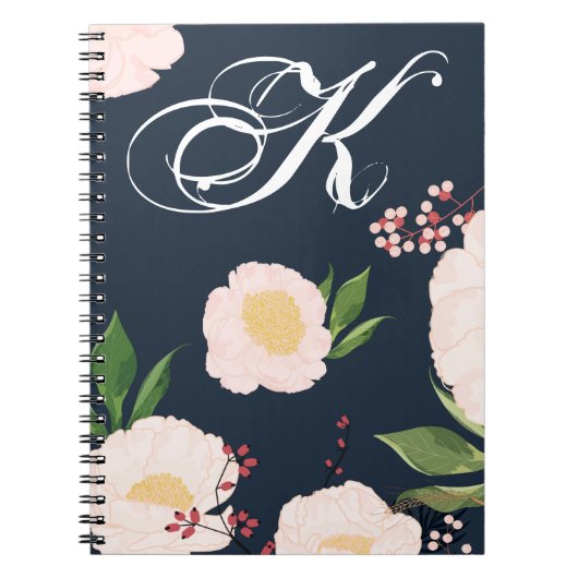 Livre de notes personnalisées Fleurs florales blan (Devant)