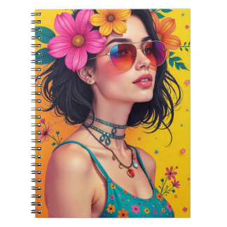 Livre de notes spirales avec design floral