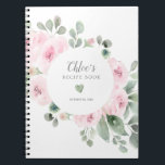 Livre de recette de Fête des mariées Eucalyptus Ro<br><div class="desc">Le nom de la mariée et sa date mariage entourent un coeur vert d'eau douce. Un élégant rose rose et un carré botanique vert sauge encadrent le texte et le coeur. Ce bloc-notes fait partie de la collection Botanique Rose qui contient de nombreux éléments de coordination pour faciliter la planification...</div>