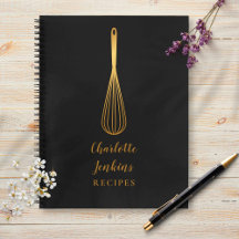Livre de Recette de Fouet Noir Élégant en Or Scrip