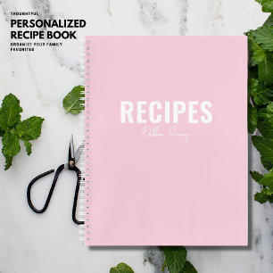 Livre de recette personnalisé moderne blanc rose v