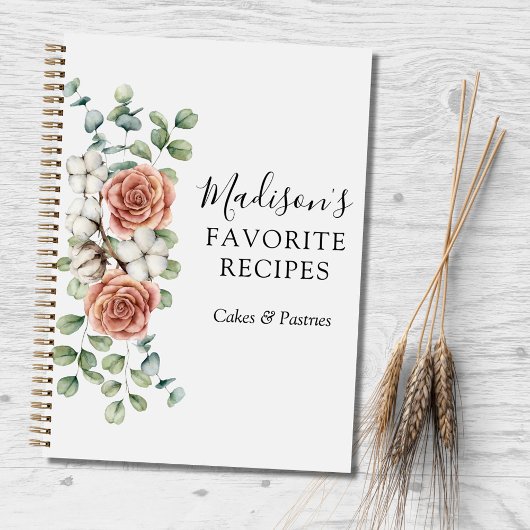 Livre de recette Rose d'aquarelle Fleur Eucalyptus