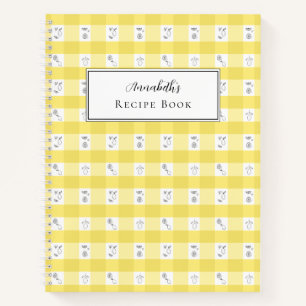 Livre de recettes à carreaux citron avec monogramm