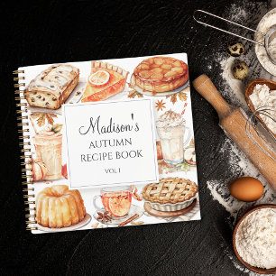 Livre de recettes à l'aquarelle d'automne 3 anneau