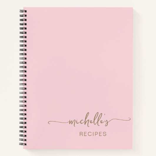Livre de recettes à l'encre dorée rose blush (Devant)