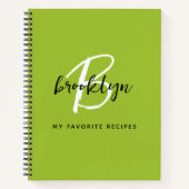 Livre de recettes à monogramme vert citron, noir e (Devant)