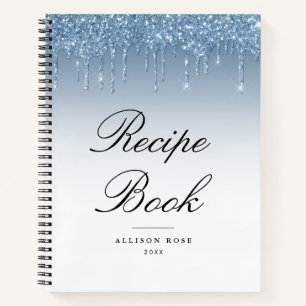 Livre de recettes à paillettes bleues modernes