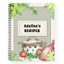 Livre de recettes à remplir en crème et vert
