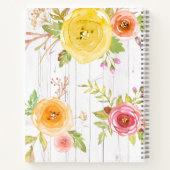 Livre de recettes, aquarelle florale sur bois rust (Dos)