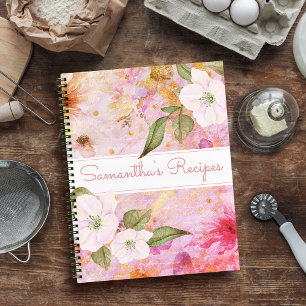 Livre de recettes, aquarelle vintage rose