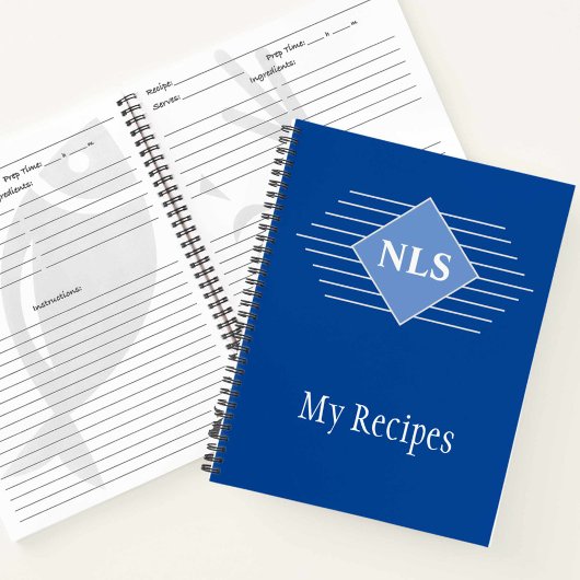 Livre de recettes avec les initiales du propriétai