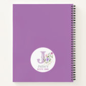 Livre de recettes avec monogramme et nom avec fleu (Dos)