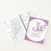 Livre de recettes avec monogramme et nom avec fleu (Intérieur)