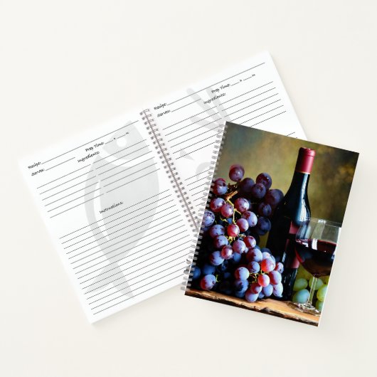 Livre de recettes avec vin et raisins (Intérieur)