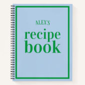 Livre de recettes bleu et vert rétros à écrire (Devant)