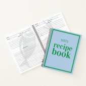 Livre de recettes bleu et vert rétros à écrire (Intérieur)