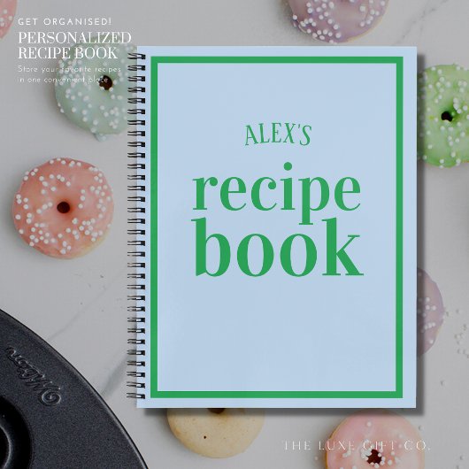 Livre de recettes bleu et vert rétros à écrire