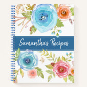 Livre de recettes, bleu rouge orangé couleur d'eau (Devant)