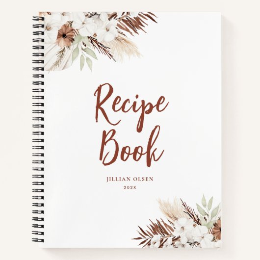 livre de recettes boho pampas herbe terre cuite li (Devant)