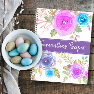 Livre de recettes chic bleu violet couleur d'eau f