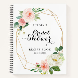 Livre de Recettes de Baby Shower Floral Rose Pâle 
