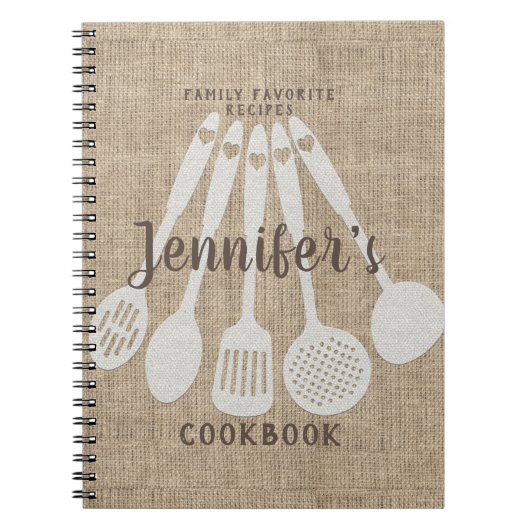 Livre de recettes de Burlap personnalisé (Devant)
