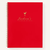 Livre de recettes de cocktails rouge et or moderne (Devant)