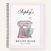 Livre de recettes de cuisine à l'aquarelle rose te (Devant)