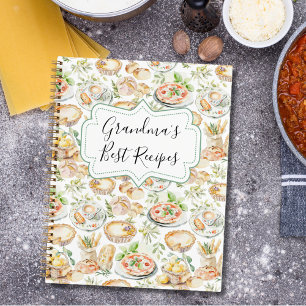 Livre de recettes de cuisine familiale à l'aquarel