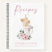 Livre de recettes de cuisine florale rose personna (Devant)