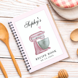 Livre de recettes de cuisine rose pâle