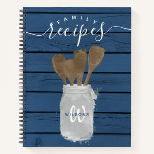 Livre de Recettes de Famille Cuillère en Bois Bleu