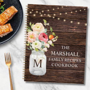 Livre de Recettes de Famille Monogram Floral Mason