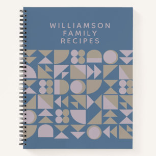 Livre de recettes de famille personnalisé bleu mod