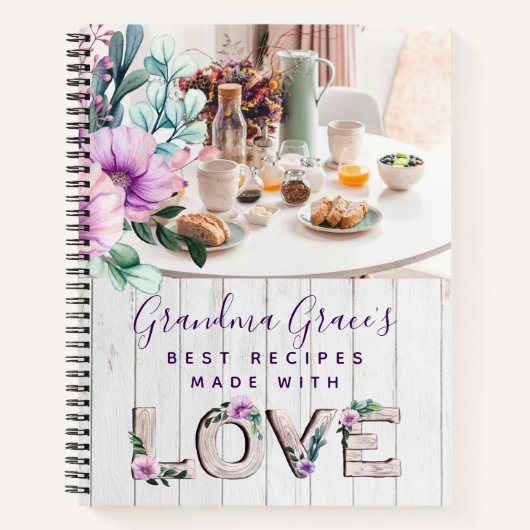 Livre de recettes de fleurs violettes rustiques po (Devant)