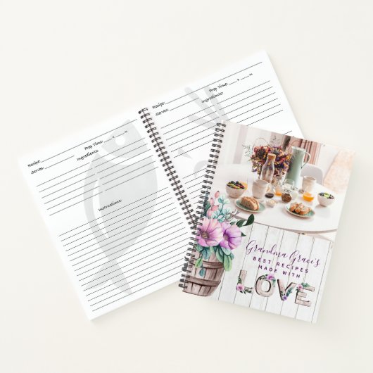 Livre de recettes de fleurs violettes rustiques po (Intérieur)