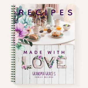 Livre de recettes de fleurs violettes rustiques po