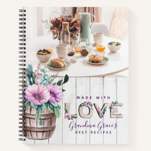 Livre de recettes de fleurs violettes rustiques po