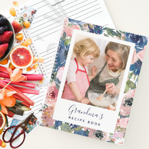 Livre de recettes de grand-mère au bleu rose flora