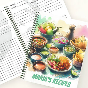 Livre de recettes de l'aquarelle alimentaire mexic