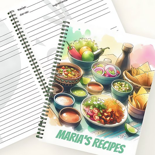 Livre de recettes de l'aquarelle alimentaire mexic