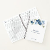 Livre de recettes de mariage chic floral bleu pous (Intérieur)