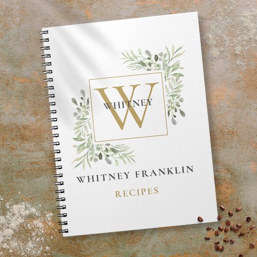 Livre de recettes de monogramme de verdure d'or él