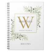 Livre de recettes de monogramme de verdure élégant (Devant)