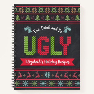 Livre de recettes de Noël avec tableau noir et pul
