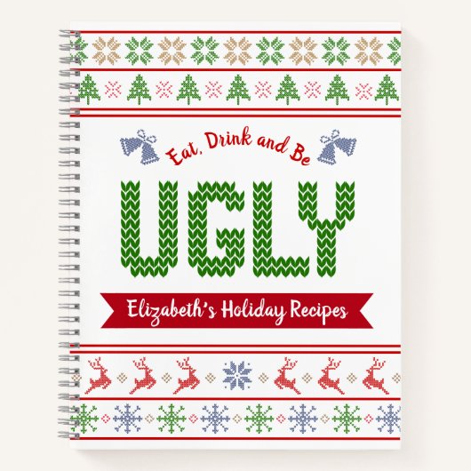 Livre de recettes de Noël avec un pull moche vert (Devant)