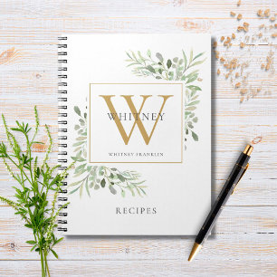 Livre de recettes de nom de monogramme de verdure 