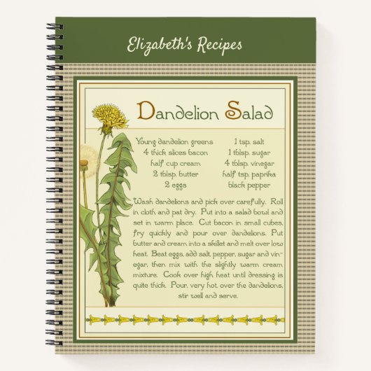Livre de recettes de salade Dandelion (Devant)
