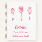 Livre de recettes de script blanc rose (Devant)